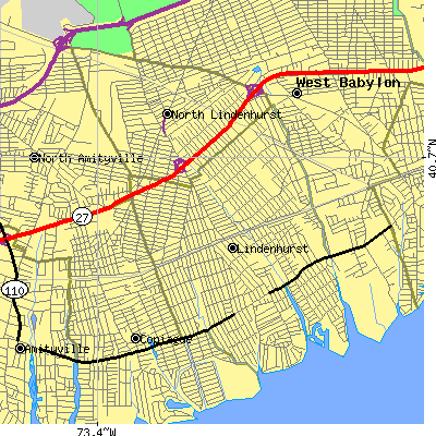 Zip code 11757 close-up map
