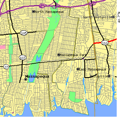 Zip code 11762 close-up map