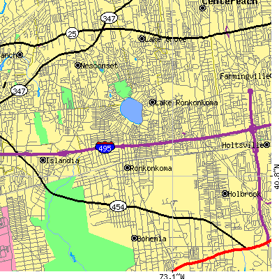 Zip code 11779 close-up map