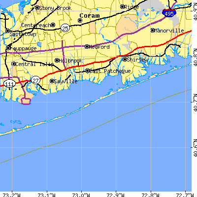 Zip code 11782 close-up map