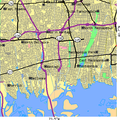 Zip code 11783 close-up map