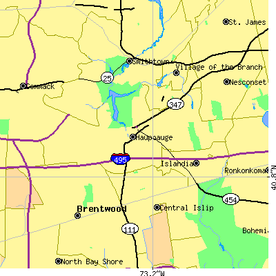 Zip code 11788 close-up map