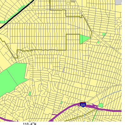Zip code 90035 close-up map