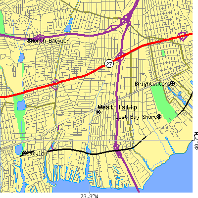 Zip code 11795 close-up map