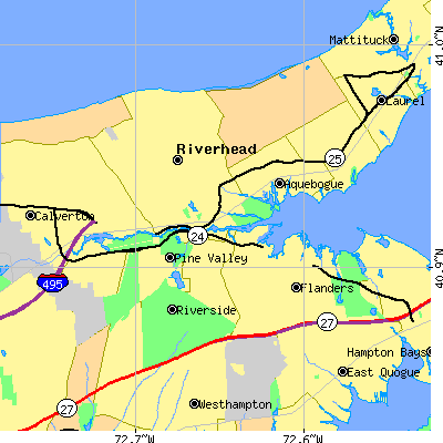 Zip code 11901 close-up map