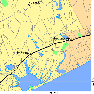 Zip code 11932 close-up map
