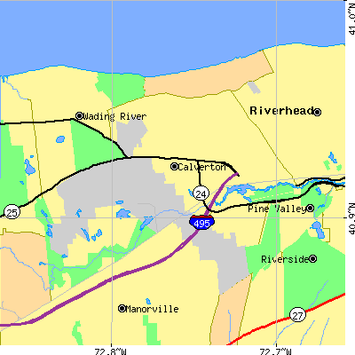 Zip code 11933 close-up map