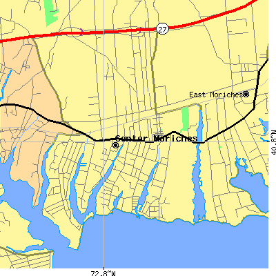Zip code 11934 close-up map