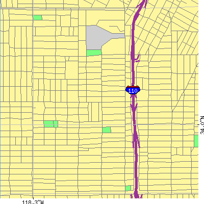 Zip code 90037 close-up map