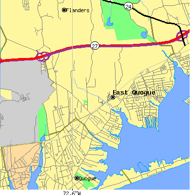 Zip code 11942 close-up map