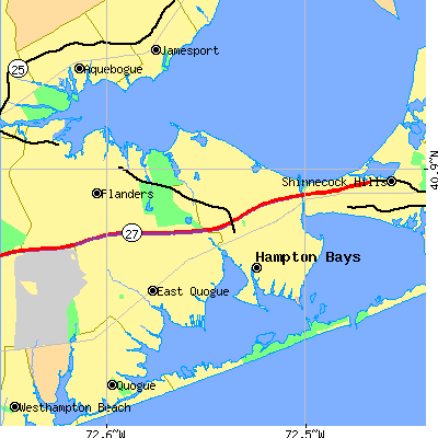 Zip code 11946 close-up map