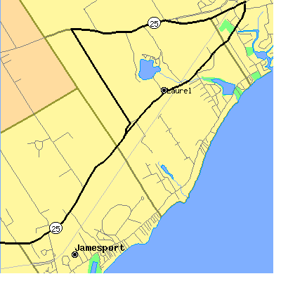 Zip code 11948 close-up map