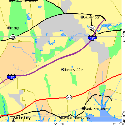 Zip code 11949 close-up map