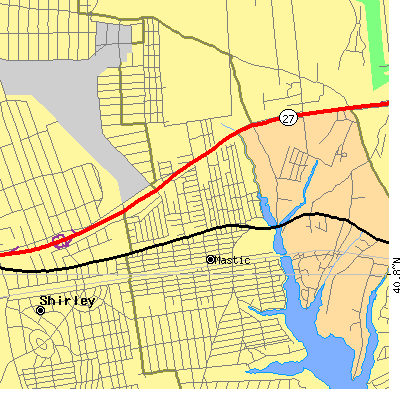 Zip code 11950 close-up map