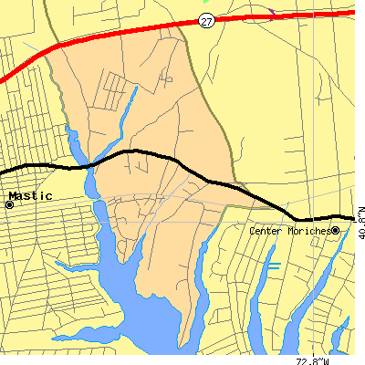 Zip code 11955 close-up map