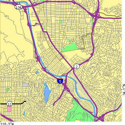 Zip code 90039 close-up map