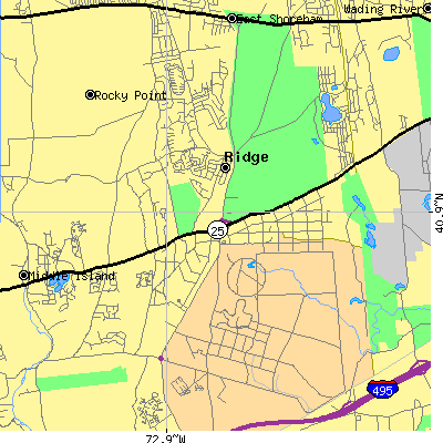 Zip code 11961 close-up map