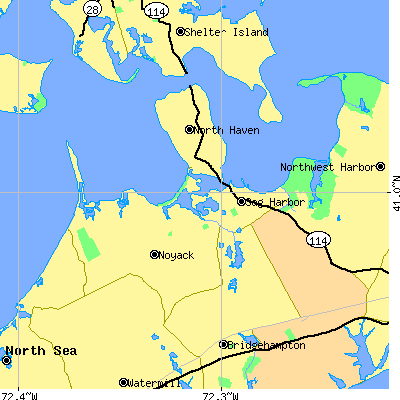Zip code 11963 close-up map