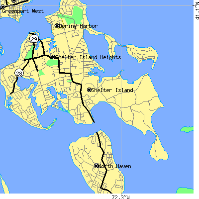 Zip code 11964 close-up map
