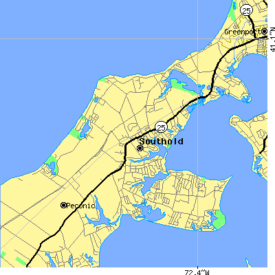Zip code 11971 close-up map