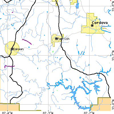 Zip code 35580 close-up map