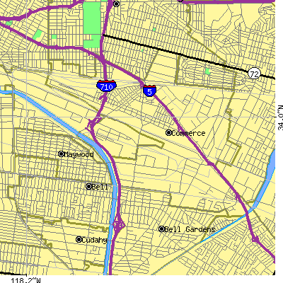 Zip code 90040 close-up map