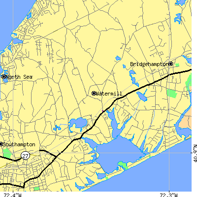 Zip code 11976 close-up map