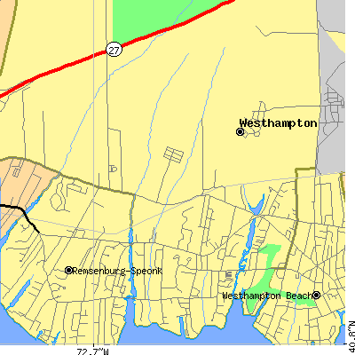 Zip code 11977 close-up map