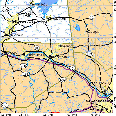 Zip code 12010 close-up map