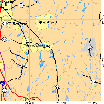 Zip code 12018 close-up map