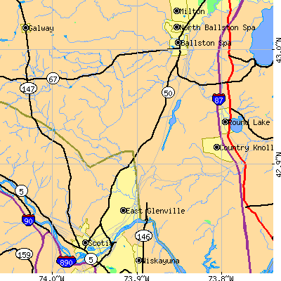 Zip code 12019 close-up map