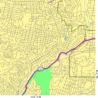 Zip code 90042 close-up map