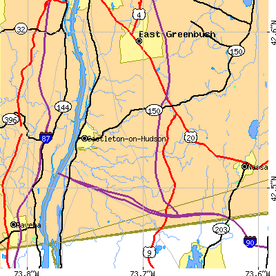 Zip code 12033 close-up map