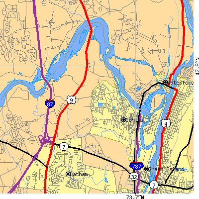 Zip code 12047 close-up map