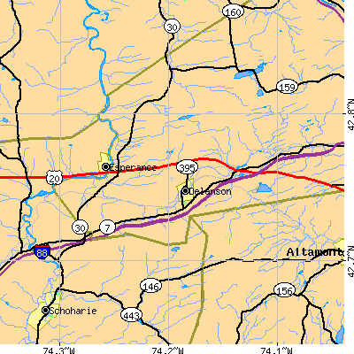Zip code 12053 close-up map