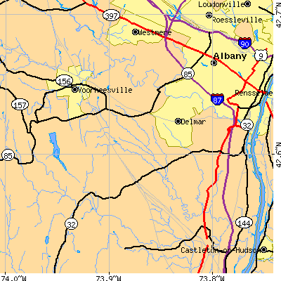 Zip code 12054 close-up map