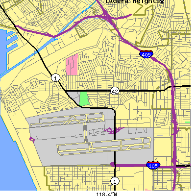 Zip code 90045 close-up map