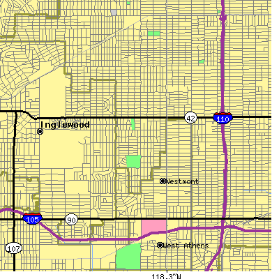 Zip code 90047 close-up map