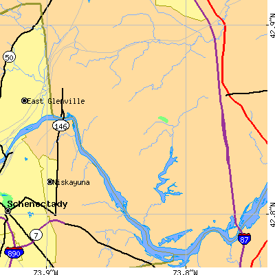 Zip code 12148 close-up map