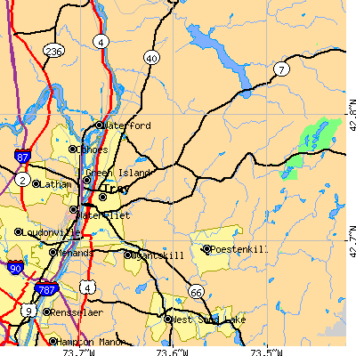 Zip code 12180 close-up map