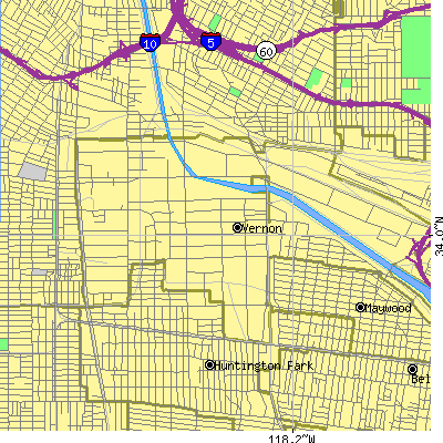 Zip code 90058 close-up map
