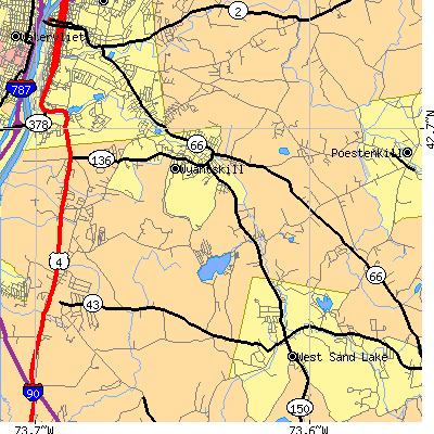 Zip code 12198 close-up map