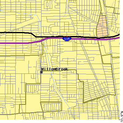 Zip code 90059 close-up map