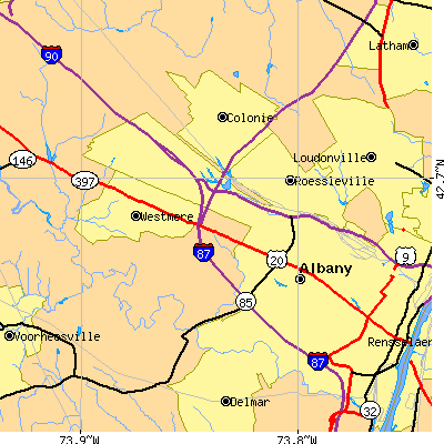 Zip code 12203 close-up map