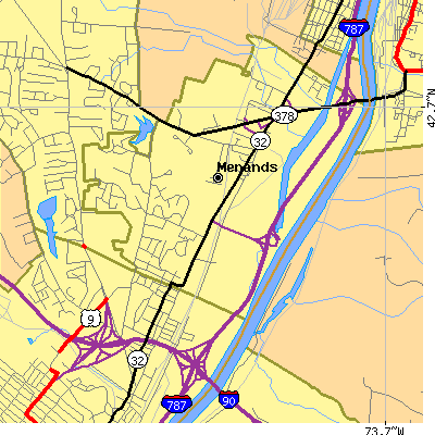 Zip code 12204 close-up map