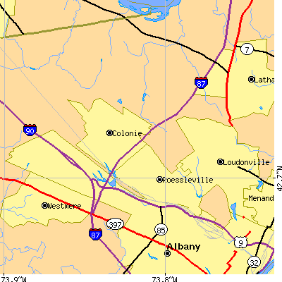 Zip code 12205 close-up map