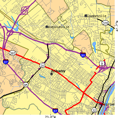 Zip code 12206 close-up map