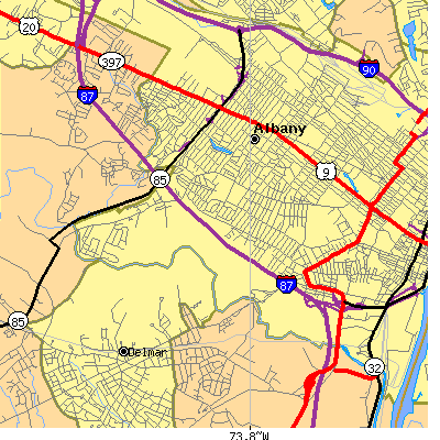Zip code 12208 close-up map