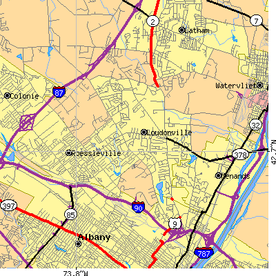 Zip code 12211 close-up map