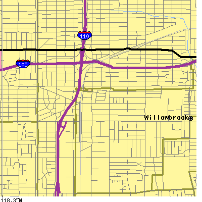 Zip code 90061 close-up map